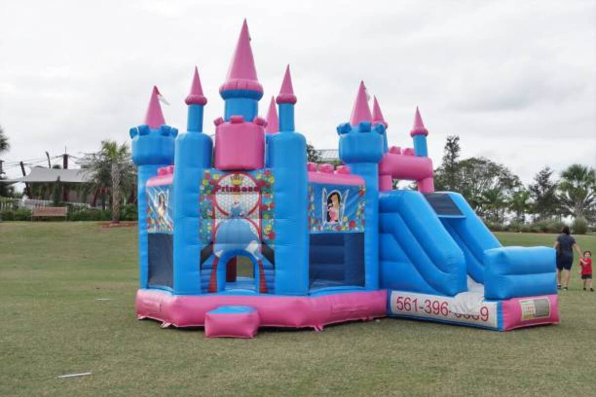 Pink Bounce House With Water Slide